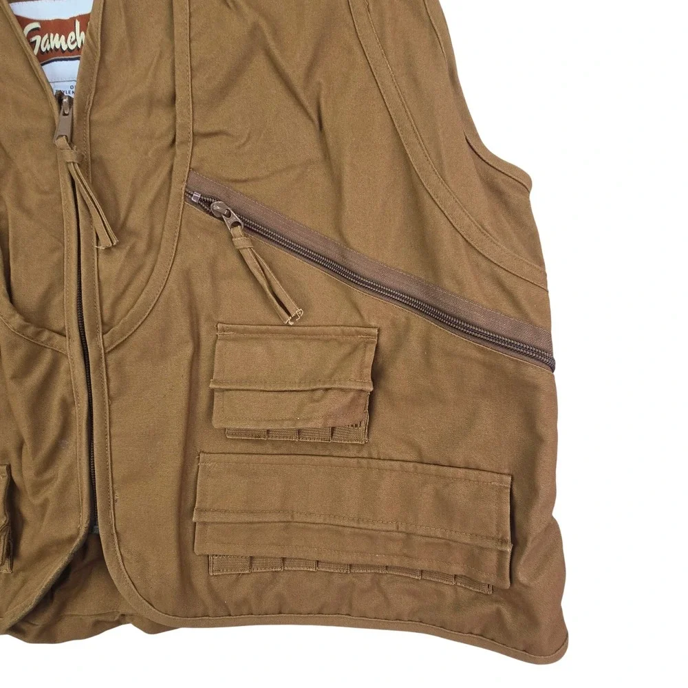 Gamehide 300 Bird Hunting Vest Mens XL Brown Canvas Quilted Shooting Game Pocket